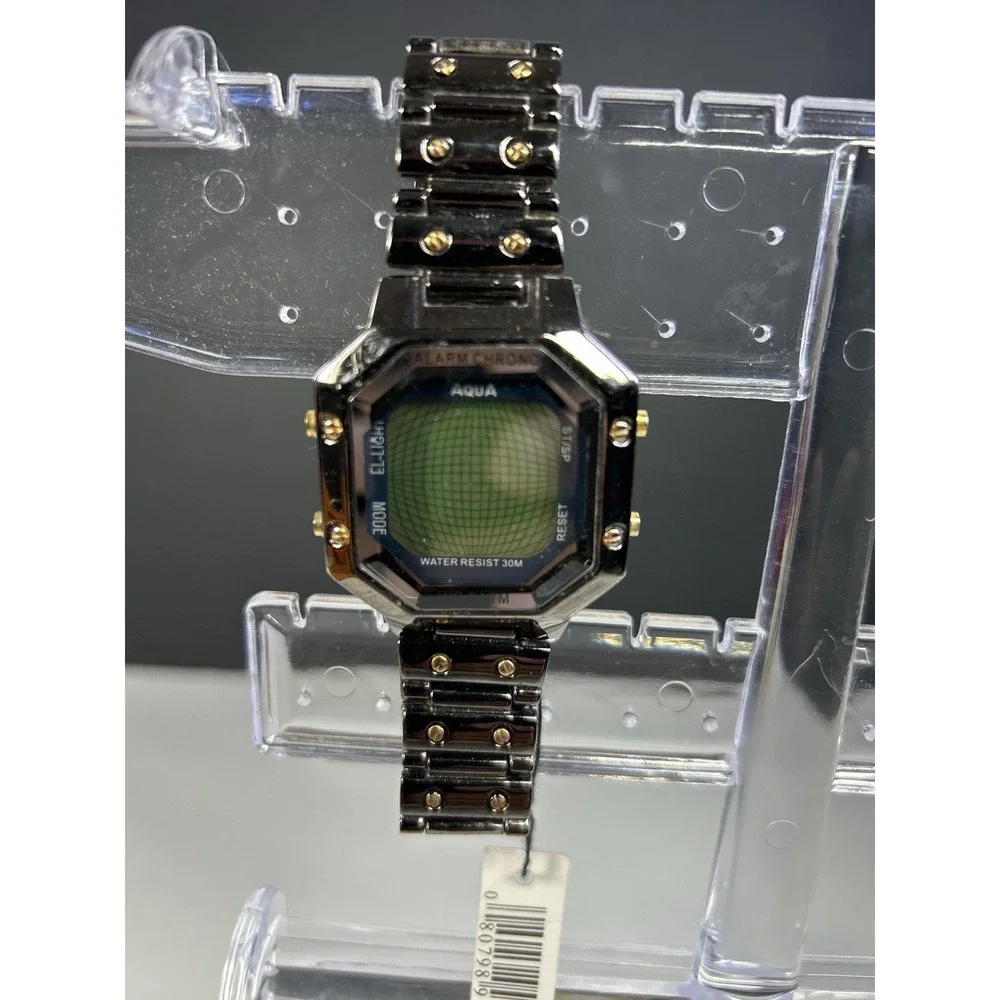 Aqua Sport Digital Watch Alarm Chrono 30M Stainless Back New w/ Tag